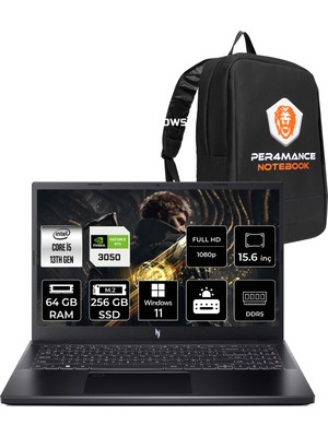 Acer Nitro V 15 i5 13420H RTX 3050 Gaming Laptop 64GB RAM 256GB SSD 15.6" FHD 144Hz Win11 Home + Per4 Çanta NHQNCEY005P331