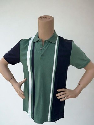 Nxt Erkek Polo Yaka K.kol Tshırt 20Y Kso Yeşil/beyaz Çizgili