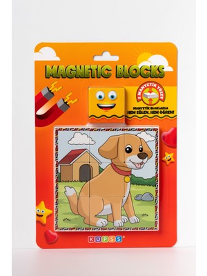 Manyetik Blok Çift Taraflı 9 Parçalı Mıknatıslı Puzzle 2 Görsel Köpek-Eşek Yapboz