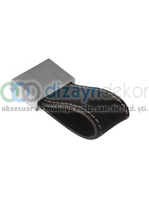 Tekli Düğme Deri Kulp Krom Siyah