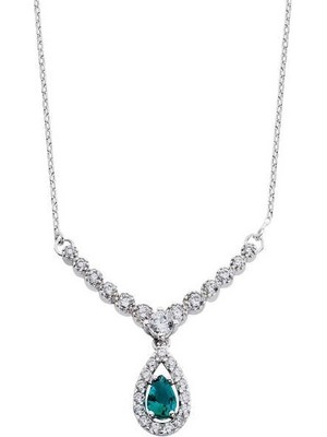 Harem Altın Damla Taşlı V Montür Gümüş Kolye GMS2070