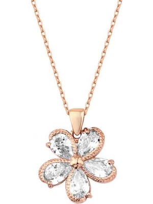 Harem Altın Taşlı Papatya Gümüş Kolye GMS1844