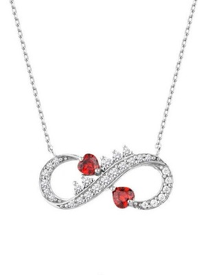 Harem Altın Çift Kalpli Sonsuzluk Gümüş Kolye GMS1957