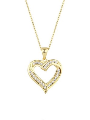 Harem Altın Taşlı Kalp Sarı Renk Gümüş Kolye GMS1953