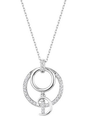 Harem Altın Harfli Çift Halka Gümüş Kolye GMS1966