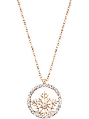 Harem Altın Çerçeveli Kar Tanesi Gümüş Rose Kolye GMS1894