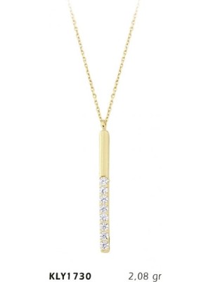 Harem Altın 14 Ayar Düşey Sekiztaşlı Çubuk Altın Kolye KLY1730