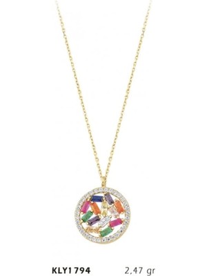 Harem Altın 14 Ayar Altın Renkli Taşlı Halka Kolye KLY1794