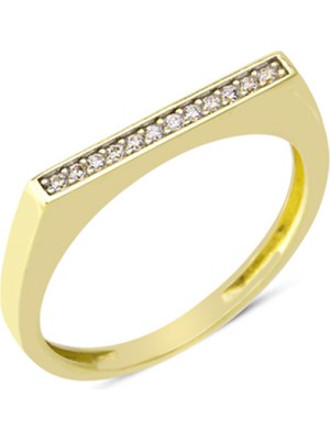 Harem Altın 14 Ayar Altın Tek Sıra Taşlı Yüzük YZK070