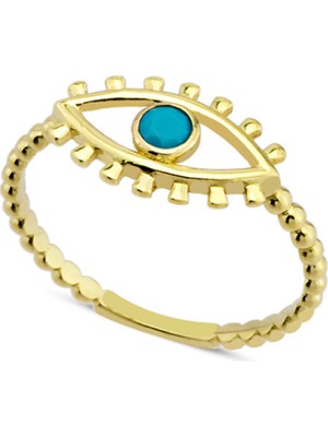 Harem Altın 14 Ayar Altın Mavi Taşlı Göz Yüzük YZK067B