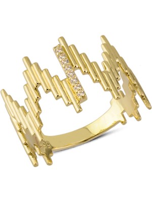 Harem Altın 14 Ayar Altın Karışık Çizgili Yüzük YZK158