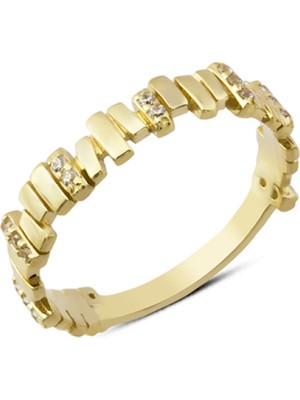 Harem Altın 14 Ayar Altın Yan Taşlı Dikdörtgen Yüzük YZK260