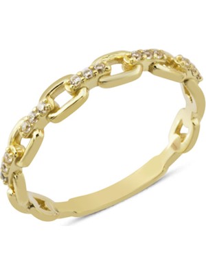 Harem Altın 14 Ayar Altın Yan Taşlı Zincir Yüzük YZK262