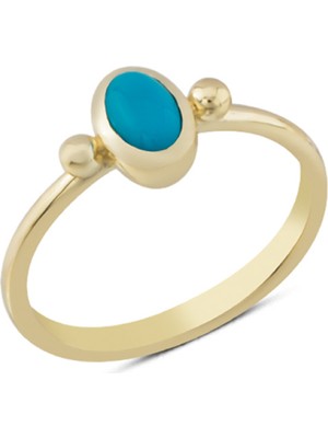 Harem Altın 14 Ayar Altın Mavi Taşlı Sıvamalı Yüzük YZK248