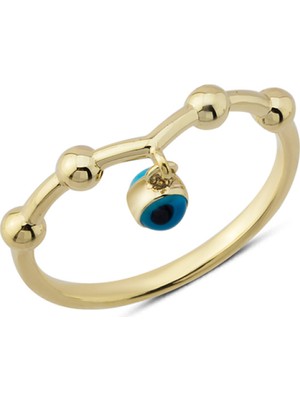 Harem Altın 14 Ayar Altın Sallantılı Göz Boncuklu Yüzük YZK237