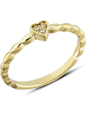 Harem Altın 14 Ayar Altın Badem Model Kalp Yüzük YZK319