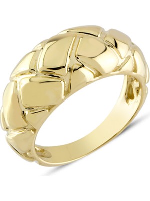 Harem Altın 14 Ayar Altın Taşlı Kesik Kesik Yüzük YZK334