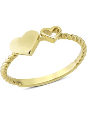 Harem Altın 14 Ayar Altın Çift Kalp Yüzük YZK366