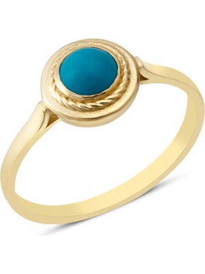 Harem Altın 14 Ayar Altın Sıvamalı Mavi Taşlı Yüzük YZK373A