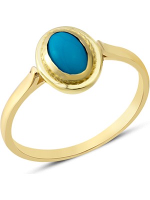 Harem Altın 14 Ayar Altın Sıvamalı Mavi Taşlı Yüzük YZK376A