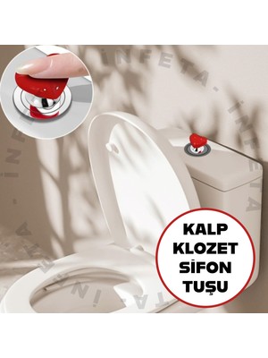 Klozet Basma Buton Düğmesi Kulp, Kalp Klozet Kapağı Kulbu Şifon Tuşu