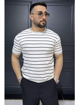 Mishar İtalia Erkek Bisiklet Yaka Çizgili Triko Tişört P-00015983