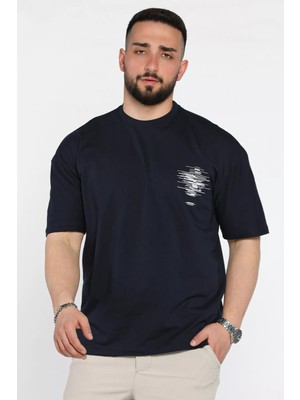 Mishar İtalia Oversize Baskılı Bisiklet Yaka Erkek Tişört P-00015998