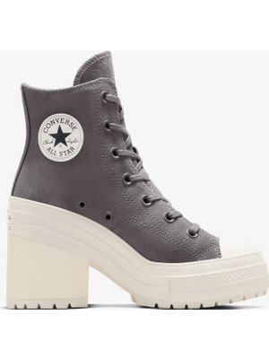 Converse Chuck 70 De Luxe Heel Unisex Gri Deri Platform Sneaker.055