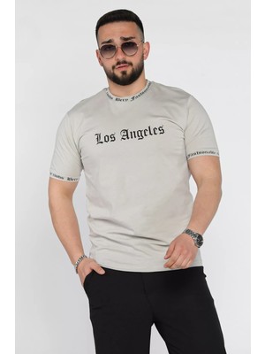 Mishar İtalia Erkek Bisiklet Yaka Yazı Baskılı Tişört P-00015042