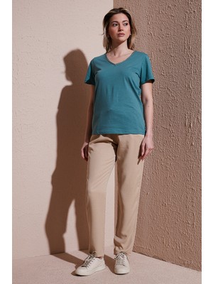 Fashion Friends Comfort Fit Yüksek Bel Düz Paça Pantolon Bayan Pantolon 25Y0477K1