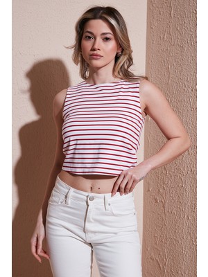 Fashion Friends Pamuklu Slim Fit Bisiklet Yaka Crop Bayan Crop 25Y0326K1