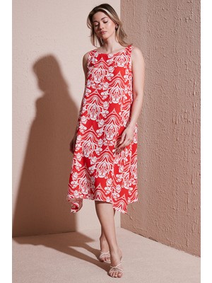 Fashion Friends Regular Fit Bisiklet Yaka Kolsuz Volanlı Elbise Bayan Elbise 25Y0630K1