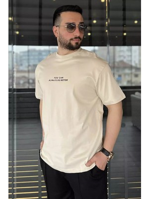 Mishar İtalia Erkek Bisiklet Yaka Silikon Yazı Baskılı Tişört P-00015554