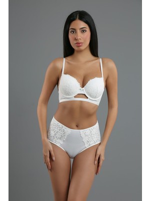New Bra Ekru Kadın Desteksiz Sütyen Külot Takım