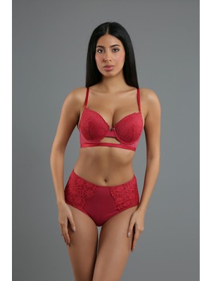 New Bra Bordo Kadın Desteksiz Sütyen Külot Takım