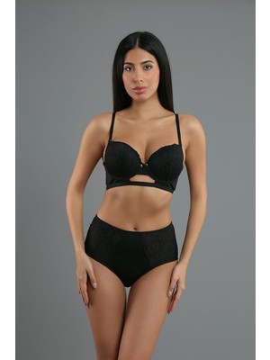 New Bra Siyah Kadın Desteksiz Sütyen Külot Takım