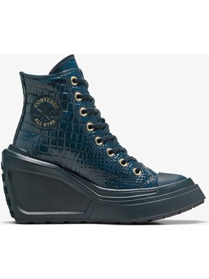 Converse Chuck 70 De Luxe Wedge Kadın Lacivert Deri Platform Sneaker.401
