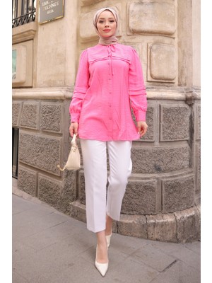 İmaj Butik Pembe Yaka Detaylı Tunik