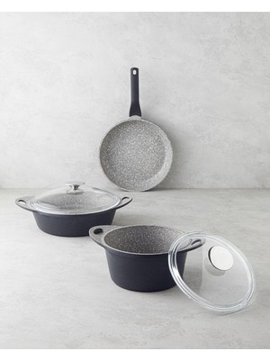 Home Costa Alüminyum 5 Parça Tencere Seti 20-26-26 cm Gri