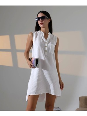 Defy Moda Düğme Detaylı Mini Elbise