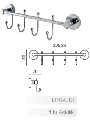 Dilek Serisi Banyo 4lü Askılık (10 Yıl Paslanmaz Garantili)