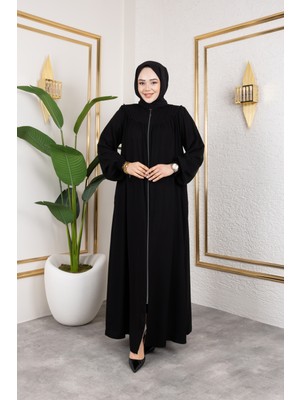 Nevayla Moda Ön ve Arka Robalı Ferace - Siyah / F0142