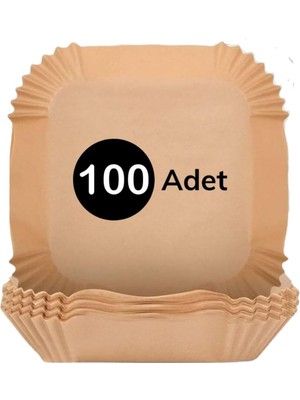 Mcreative 100 Adet Air Fryer Pişirme Kağıdı Tek Kullanımlık Hava Fritöz Yağ Geçirmez Yapışmaz Gıda Pişirme Kağıdı Kare Tabak Model