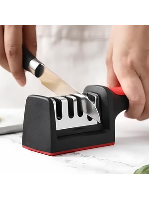 4 Fonksiyonlu Paslanmaz Çelik Bıçak, Makas & Satır Bileyici - Elmas, Seramik ve Tungsten Çelik Bileme Sistemi - Ergonomik ve Dayanıklı Bileme Aleti