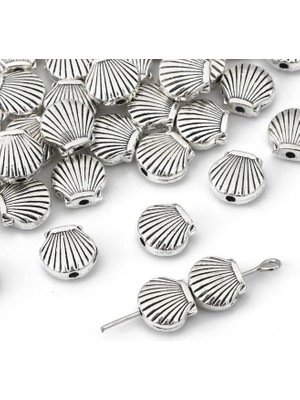 Yiğit Aksesuar 10 Adet Midye Gümüş Kararma Yapmaz Bileklik Kolye Halhal Ara Aparatı