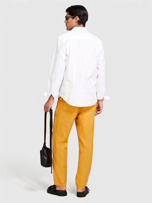 Sisley Sisley   Keten Pamuk Karışımlı Slim Fit Gömlek Erkek Beyaz Gömlek - 324P59A2SQ03G