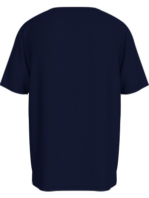 Tommy Hilfiger Crew Neck Slub Tee Erkek Mavi T-Shirt - UM0UM03527