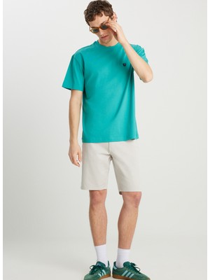 Wrangler Bisiklet Yaka Yeşil Erkek T-Shirt MW7NM203877577 Relaxed Fit Small