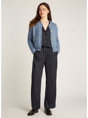 Tommy Hilfiger Bisiklet Yaka Normal Mavi Kazak Kadın WW0WW44473DY9