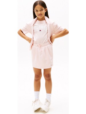 Tommy Hilfiger Lastikli Bel Regular Fit Koyu Pembe Baskılı Mini Kız Çocuk Etek KG0KG08562XT0